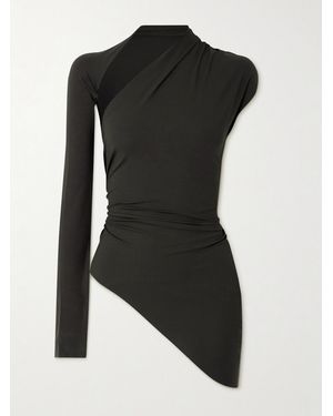 Cortana Babar Asymmetric Stretch-Jersey Top - Black
