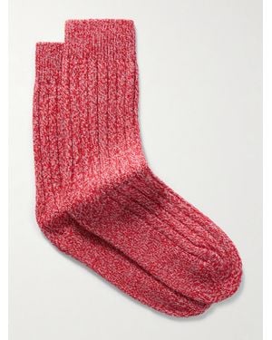 The Elder Statesman Ribbed Cashmere Socks - Red