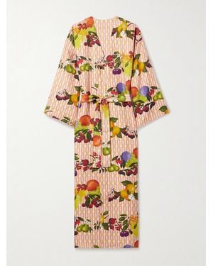 Eres Saveur Reversible Printed Silk-Twill Robe - White