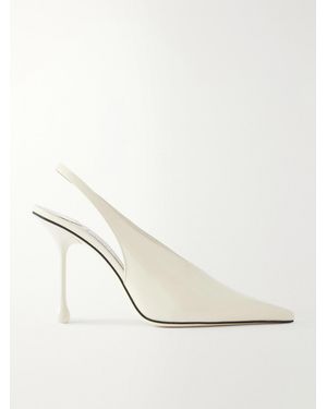 Jimmy Choo Isa 95 Patent-Leather Court Shoes - White