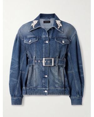 Simone Rocha Jeansjacke Mit Verzierungen Und Gürtel - Blau