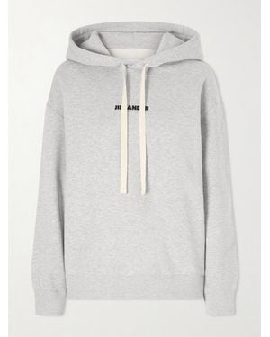 Jil Sander Printed Cotton-Jersey Hoodie - Gray