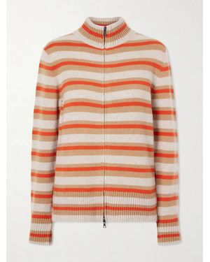 The Elder Statesman Hallie Striped Cashmere Cardigan - Orange