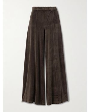 Suzie Kondi Megalo Cotton-Blend Velour Wide-Leg Track Pants - Brown