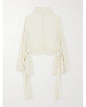Alaïa Knotted Crepe De Chine Blouse - Natur