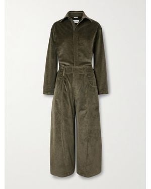 Rivet Utility New Yorker Cropped Cotton-Blend Corduroy Jumpsuit - Green