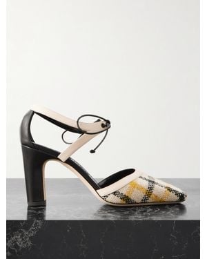 Manolo Blahnik Subura Leather-Trimmed Checked Wool Court Shoes - Black