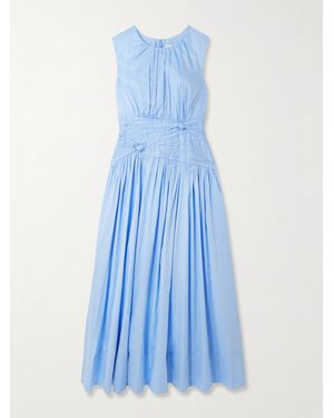 Aje. Agatha Knotted Gathered Cotton-Poplin Midi Dress - Blue