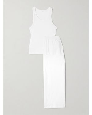 Skin Cathie Cadence Organic Pima Cotton-Jersey Tank And Pants Set - White