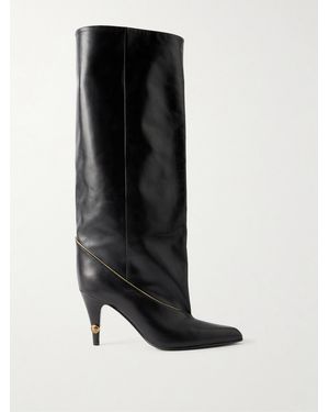 Versace Gianni 90 Calf Leather Knee Boots - Black