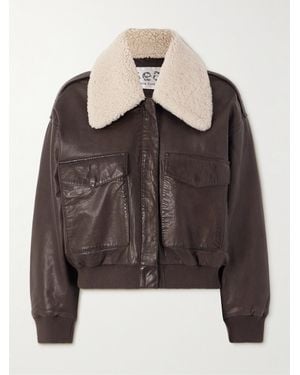 Sea Lenoir Bomberjacke Aus Leder Mit Shearling-Besatz - Braun