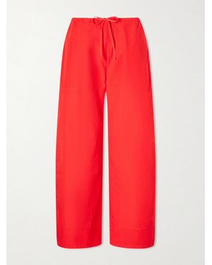 Leset Kyoto Cotton Wide-Leg Trousers - Red