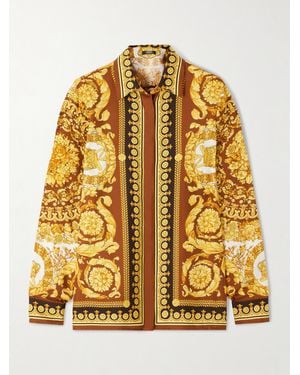 Versace Printed Silk-Twill Shirt - Metallic