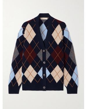 &Daughter Ava Argyle Wool Cardigan - Blue