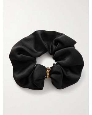 Saint Laurent Chouchou En Satin De Soie À Ornement - Noir