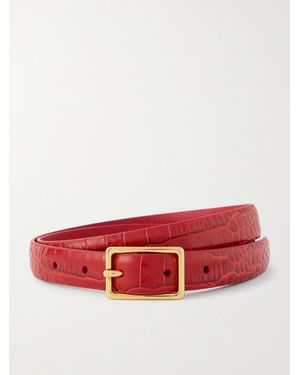 Anderson's Croc-Effect Leather Belt - Red
