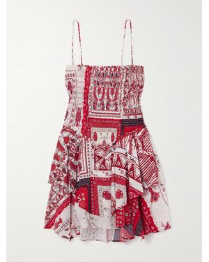 Isabel Marant Anka Tiered Smocked Bandana-Print Cotton Mini Dress