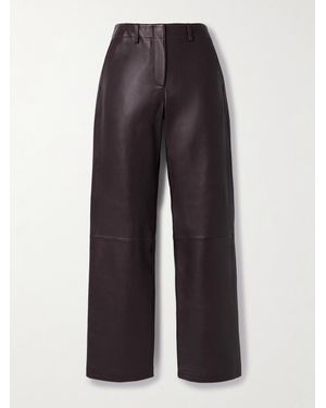 Theory Leather Straight-Leg Trousers - Blue