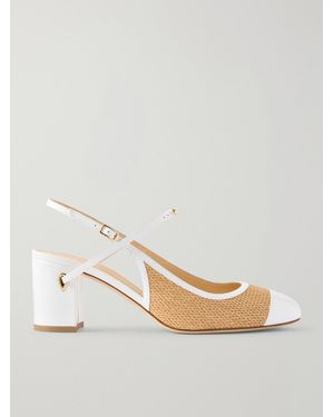 Jennifer Chamandi Leather And Raffia Pumps - Natur
