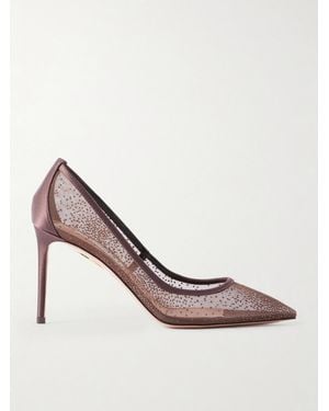 Aquazzura Nude 85 Pumps Aus Mesh Mit Satinbesätzen Und Verzierungen - Pink