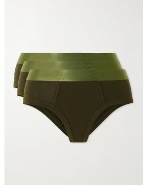 CDLP Set Of Three Stretch-Tencel Lyocell Briefs - Green