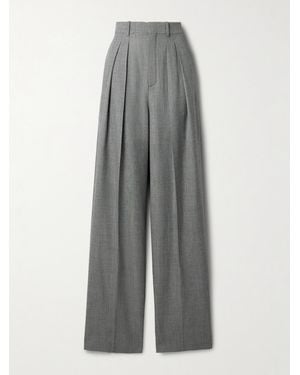 Saint Laurent Hose Mit Weitem Bein Aus Wolle Mit Falten - Grau