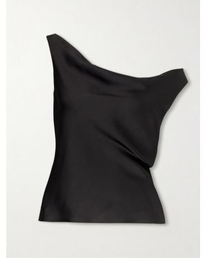 Norma Kamali Maria Satin One-Shoulder Top - Black