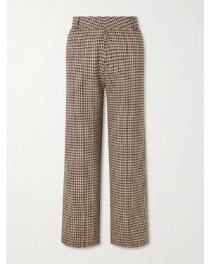 D'Estree Yoshimoto Plaid Virgin Wool-Blend Straight-Leg Trousers - Natural