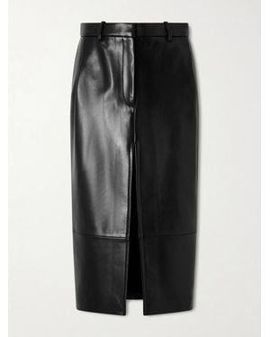 KHAITE Anden Panelled Leather Midi Skirt - Black