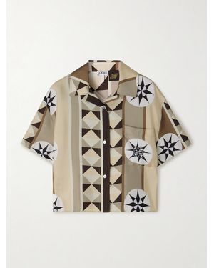 Loewe Paula's Ibiza Cropped Printed Silk-Twill Shirt - Metallic