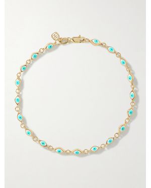 Sydney Evan Mini Evil Eye 14-Karat And Enamel Bracelet - Blue