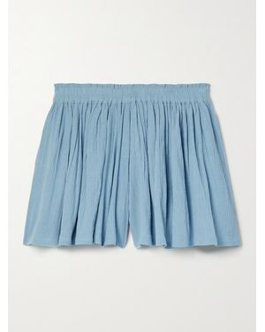 Suzie Kondi Pezo Cotton-Gauze Shorts - Blue