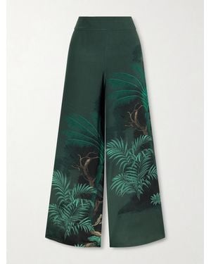 Johanna Ortiz Musical Printed Silk Crepe De Chine Wide-Leg Trousers - Green