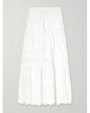 Cara Cara Melanie Broderie Anglaise Cotton Midi Skirt - White