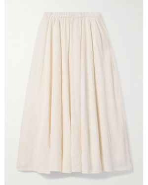 STAUD Carla Cotton-Gauze Midi Skirt - Natural