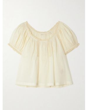 Doen Frederica Lace-Trimmed Organic Cotton-Voile Blouse - Natural