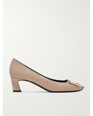 Roger Vivier Belle Vivier Trompette 45 Patent-Leather Court Shoes - White