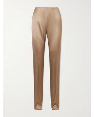 Valentino Garavani Silk-Blend Duchesse Straight-Leg Trousers - Natural