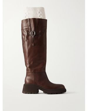 Jimmy Choo Tamsin Knitted Leather Ankle-Boots - Brown