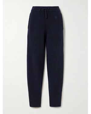 TOTEME Embroidered Cashmere Tapered Track Pants - Blue