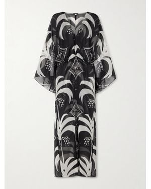 Johanna Ortiz Printed Chiffon Maxi Dress - Black