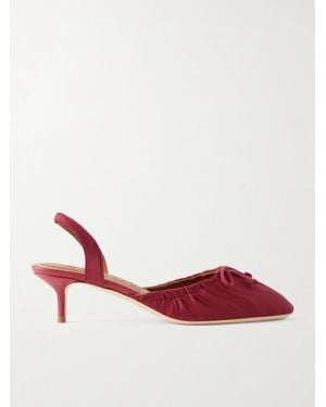 STAUD Alba Gathered Satin Slingback Pumps - Rot