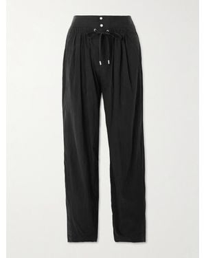 Isabel Marant Gleen Pleated Tencel Lyocell-Blend Tapered Trousers - Black
