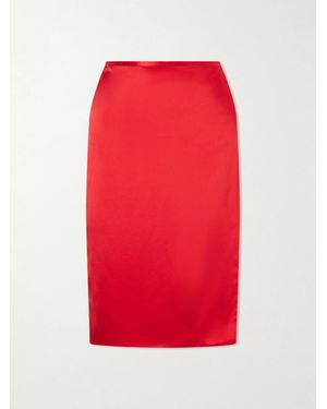 Aflalo Rixa Satin Wrap Midi Skirt - Red