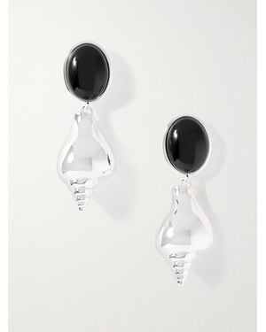 Julietta Boucles D'Oreilles En Plaqué Argent Et Onyx Ponza - Blanc
