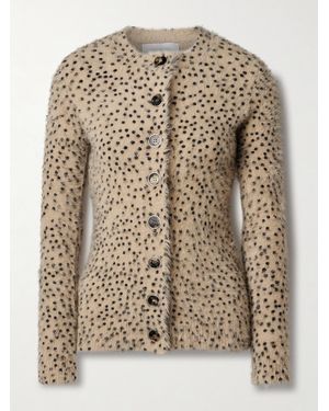 Rabanne Brushed Cheetah-Print Stretch-Knit Cardigan - Natural