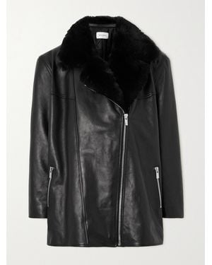 Magda Butrym Faux Fur-Trimmed Leather Jacket - Black