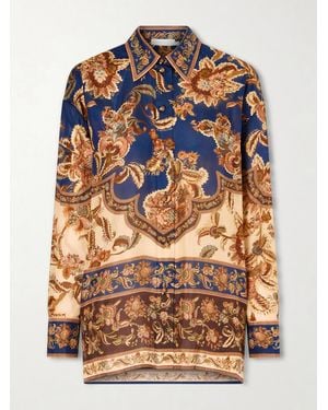 Zimmermann Aster Printed Silk Shirt - Blue