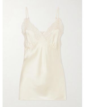 Stella McCartney Lace-Trimmed Silk-Satin Top - Natural
