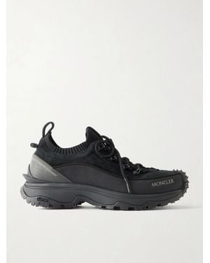 Moncler Trailgrip Lite3 Rubber-Trimmed Suede Sneakers - Black